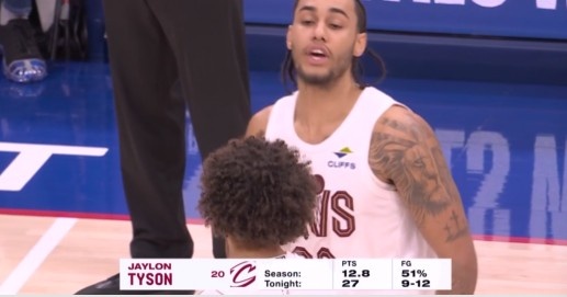 得分平赛季纪录！泰森迎着恩比德压哨高抛命中 个人27分